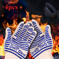 Silicone Oven Mitts with Fingers Non-Slip Heat Resistant Gloves for Cooking Baking BBQ Grilling - Kitchen Oven Gloves 2pcs or 4pcs Set