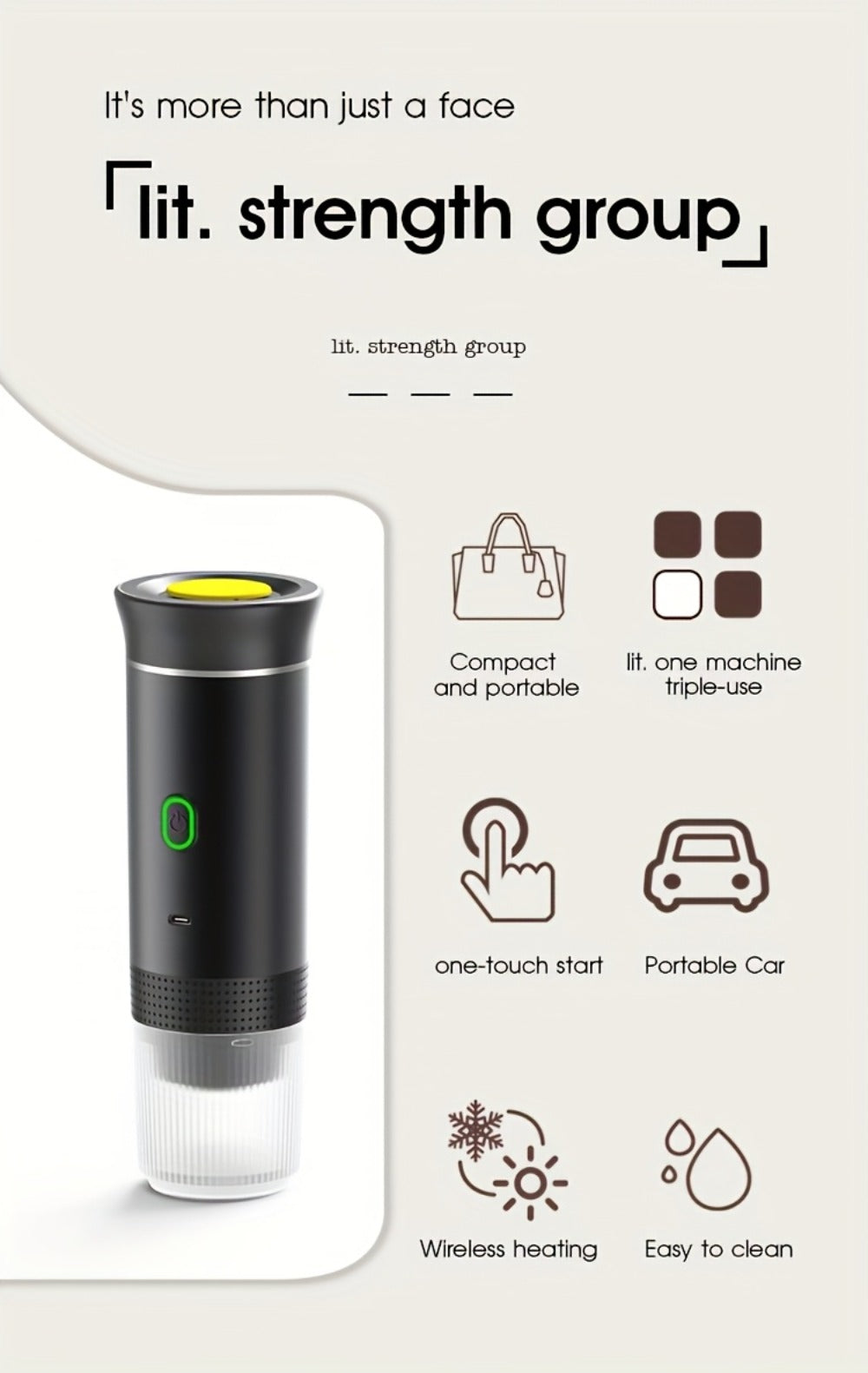 Portable Capsule Coffee Machine USB Rechargeable One-Touch Brewing Compact Automatic Espresso Maker for Travel Office Dorm Room Under 1L Stylish Transparent Design for Coffee Lovers Black White