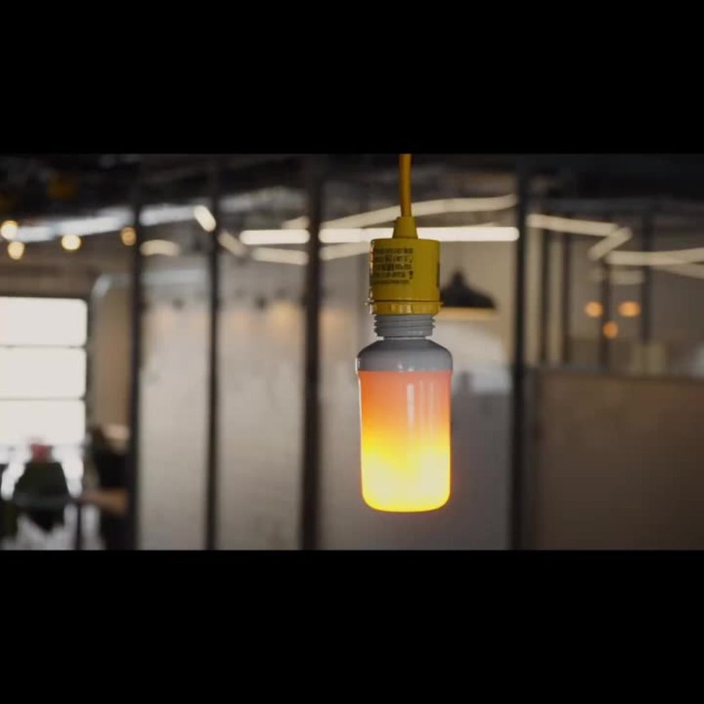 Flame Effect Light Bulb E26 Gravity Flicker 51 LEDs 3W with 4 Modes ¨C Fire Effect Flickering Bulb for Christmas Halloween Indoor Fireplace Decor Atmosphere Lighting, Yellow, 2-Pack