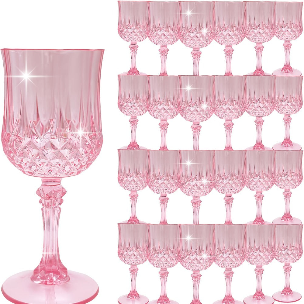 Plastic Wine Glasses 24 Pack 7oz ¨C Unbreakable Crystal Vintage Champagne Flute Glasses Reusable Drinkware for Wedding Party Outdoor Events Kitchen