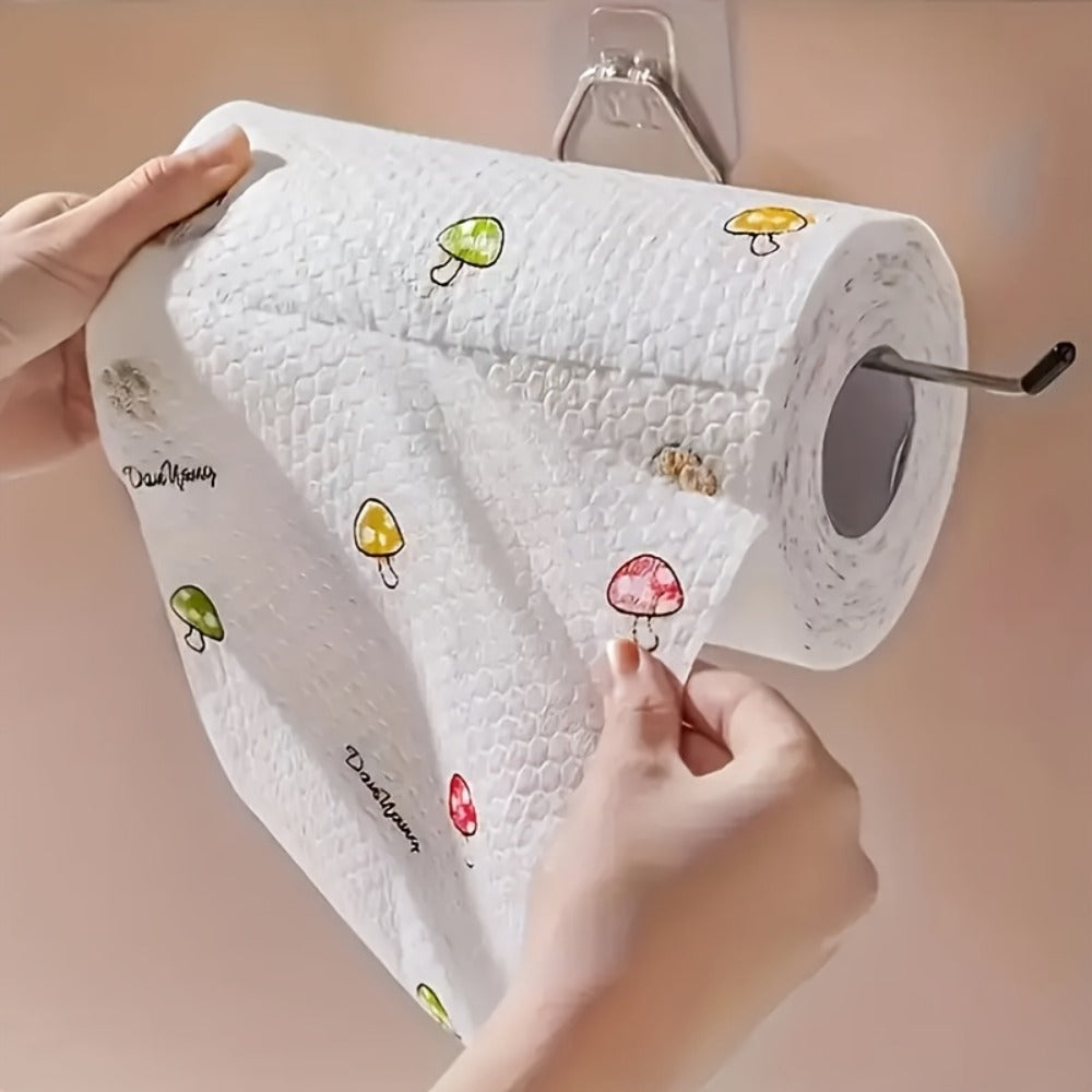 Disposable Kitchen Cleaning Towels Roll 400 Sheets Reusable Dry Wet Multipurpose Dishcloth Degreasing Paper Towel with Wall Hook Lazy Wipes Household Cleaning Supplies