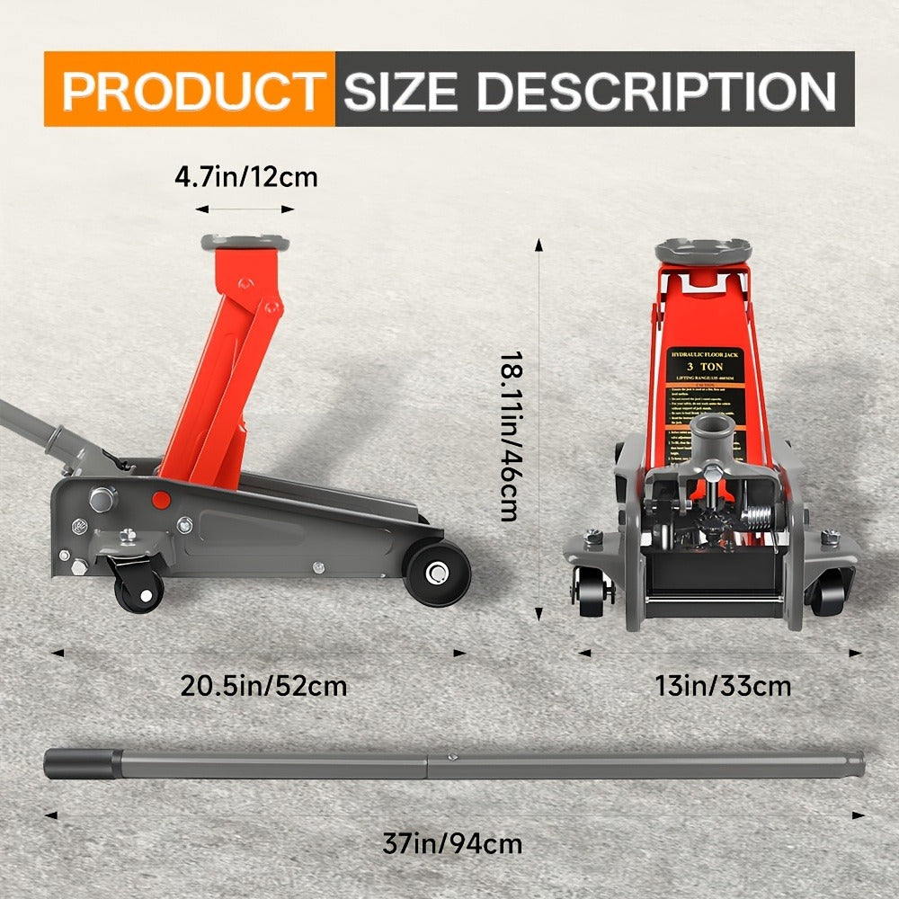 3 Ton Floor Jack with Wheels Rapid Pump Low Profile Car Jack 5.31¡±-18.11¡± Lift Range 460mm Max Height ¨C Heavy Duty Hydraulic Floor Jack for SUV Truck Sedan, Blue & Red Available