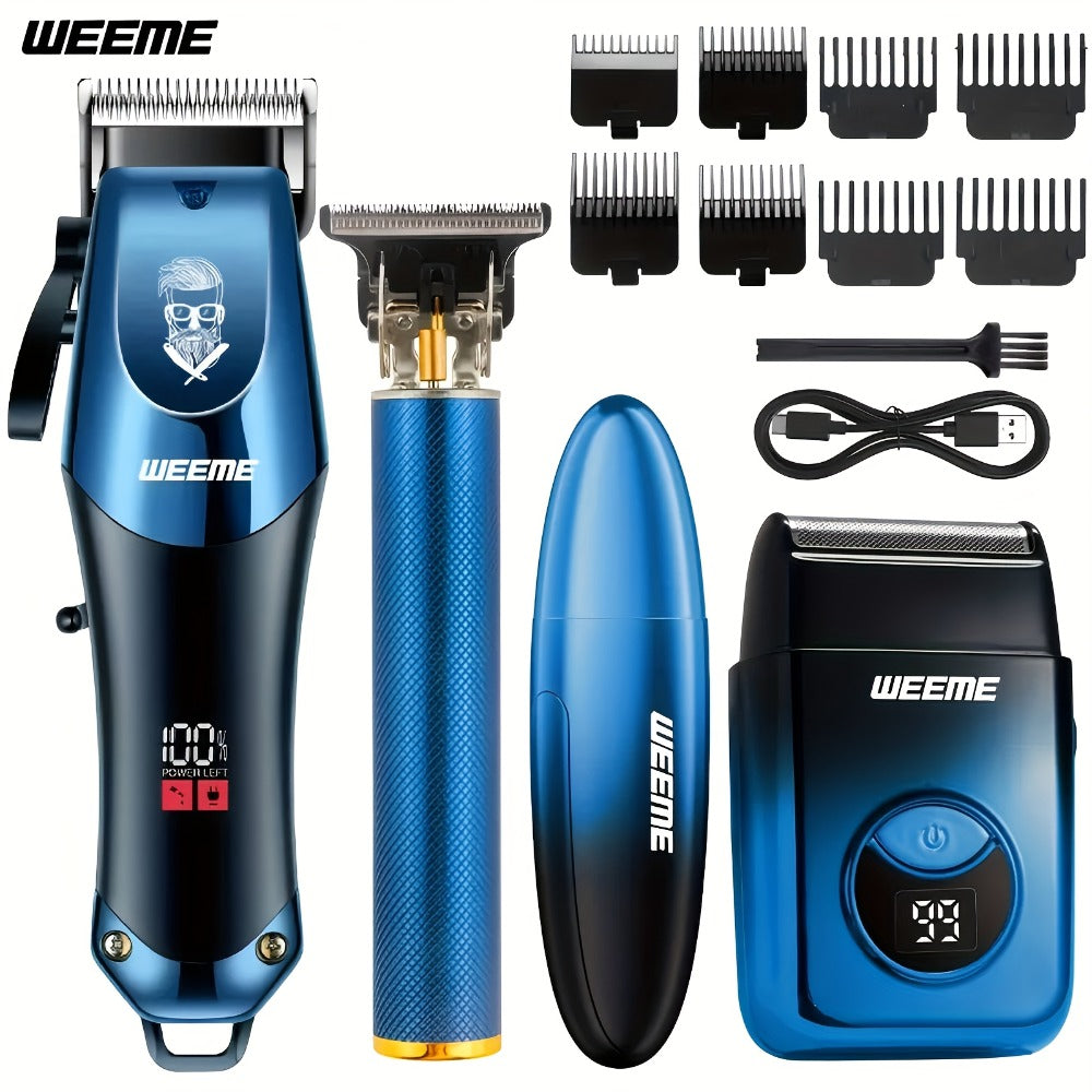 Men's Electric Hair Clipper Set USB Rechargeable with Nose Hair Trimmer & Shaver Wireless Professional Grooming Kit Father's Day Gift