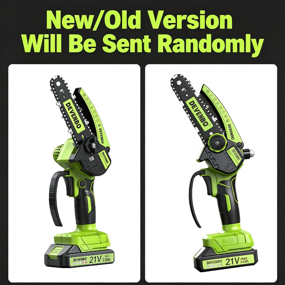 Cordless Mini Chainsaw 6 Inch ¨C Handheld Lightweight Portable Electric Chainsaw with Safety Equipment, for Yard Gardening, Tree Pruning, Home Woodworking & Outdoor Survival, Thoughtful Gift for Men (1 or 2 Batteries)