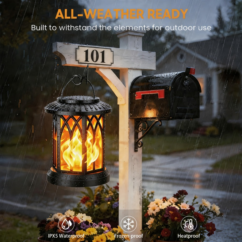 Solar Lantern Outdoor Hanging Lights Flickering Flame IPX5 Waterproof Auto On/Off 12Hrs Garden Yard Patio Decor Classic Black Antiqued Bronze 2 or 4 Pack