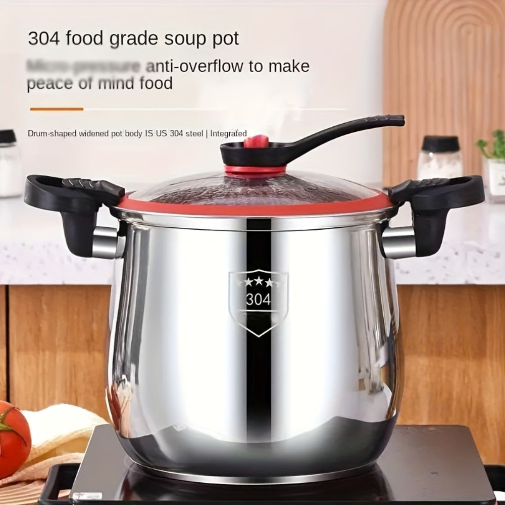 304 Stainless Steel Stew Pot Large Capacity ¨C Food-Grade Non-Stick Multipurpose Cooker | Induction & Gas Stove Compatible Soup Pot for Home Kitchen | Durable Even-Heating Cooking Pot