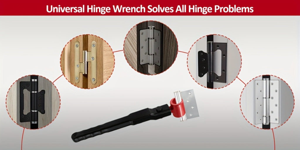Door Hinge Adjustment Tool Kit 6-in-1 - Heavy Duty Steel Hinge Bender Wrench Set for Precise Door Gap Adjustment, Residential & Commercial Use, One-Piece Construction
