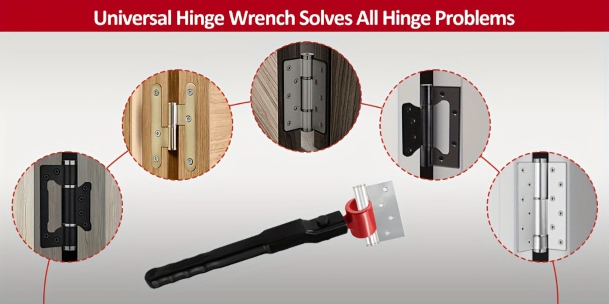 Door Hinge Adjustment Tool Kit 6-in-1 - Heavy Duty Steel Hinge Bender Wrench Set for Precise Door Gap Adjustment, Residential & Commercial Use, One-Piece Construction