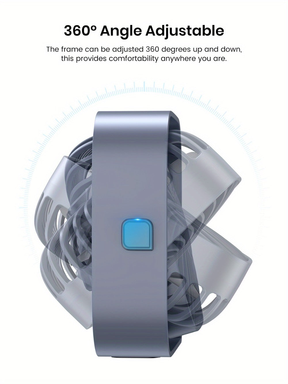USB Desk Fan Portable, Small Personal Fan 3 Speed Settings 360¡ã Rotation Silent Operation, Compact Lightweight USB Powered Cooling Fan for Home Office Dorm Bedroom Travel, Grey Blue Pink White