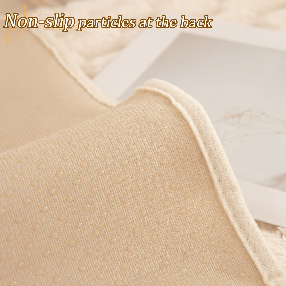 Non-Slip Sofa Cushion Cover Fuzzy Couch Pad Anti-Scratch Pet Friendly Machine Washable Fits 2 3 4 Seat Sectional Recliner 35.5 Inch Wide Beige Light Brown Grey