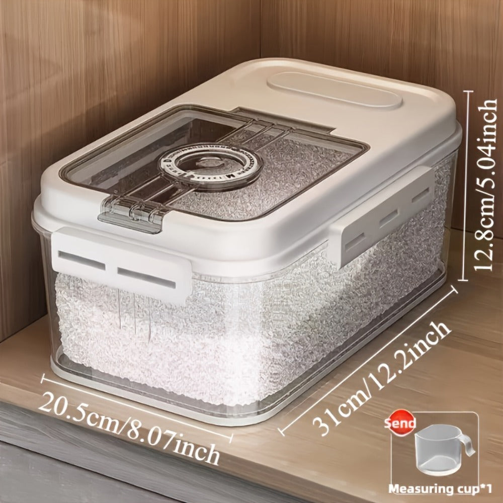 Airtight Food Storage Container Rice Canister - PET Square Flip Top Sealable Grain Dispenser Insect Moisture Proof Reusable for Kitchen Pantry Organization (2 Sizes)