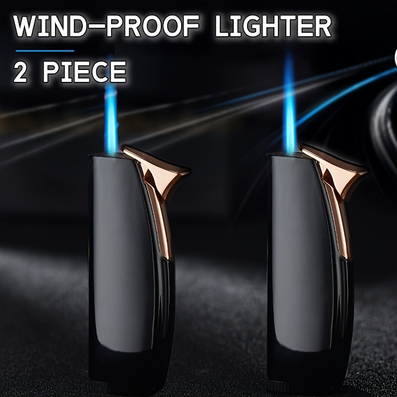 Windproof Lighter 2-Pack ¨C Slim Portable Pocket Lighter with Mirror Finish, Refillable Butane Flame, Fashionable Gift for Men & Women, Available in 8 Colors (Red, Black, White, Silver, Pink, Blue, Yellow, Green)