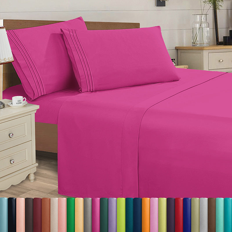 Microfiber Bed Sheet Set 4-Piece Deep Pocket Cooling Sheets Twin Full Queen King Cal King Split King ¨C Soft Wrinkle Fade Resistant Hotel Quality Bedding