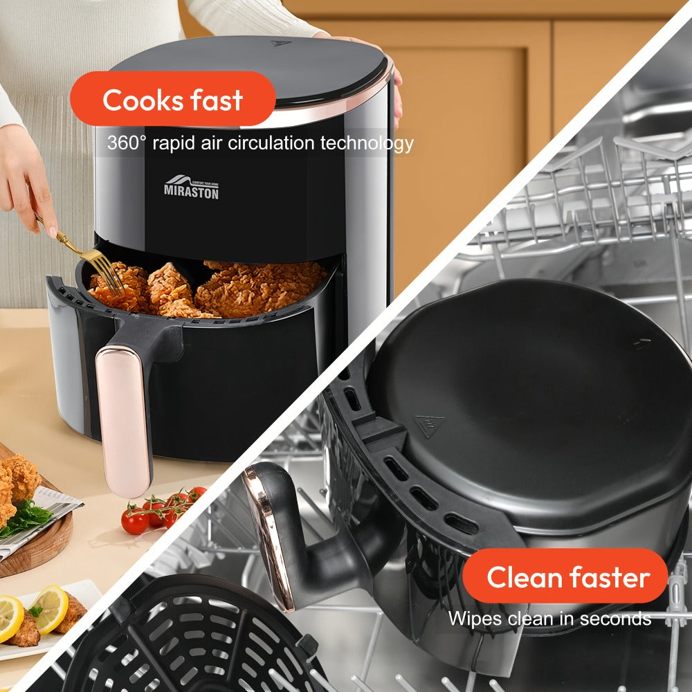 Air Fryer Large Capacity 8.5QT / 3.6QT Touchscreen | 8 Preset Functions | Non-Stick Basket | Smart Digital Control | Oil-Free Cooking for 5-6 People | Kitchen Air Fryer Oven Black