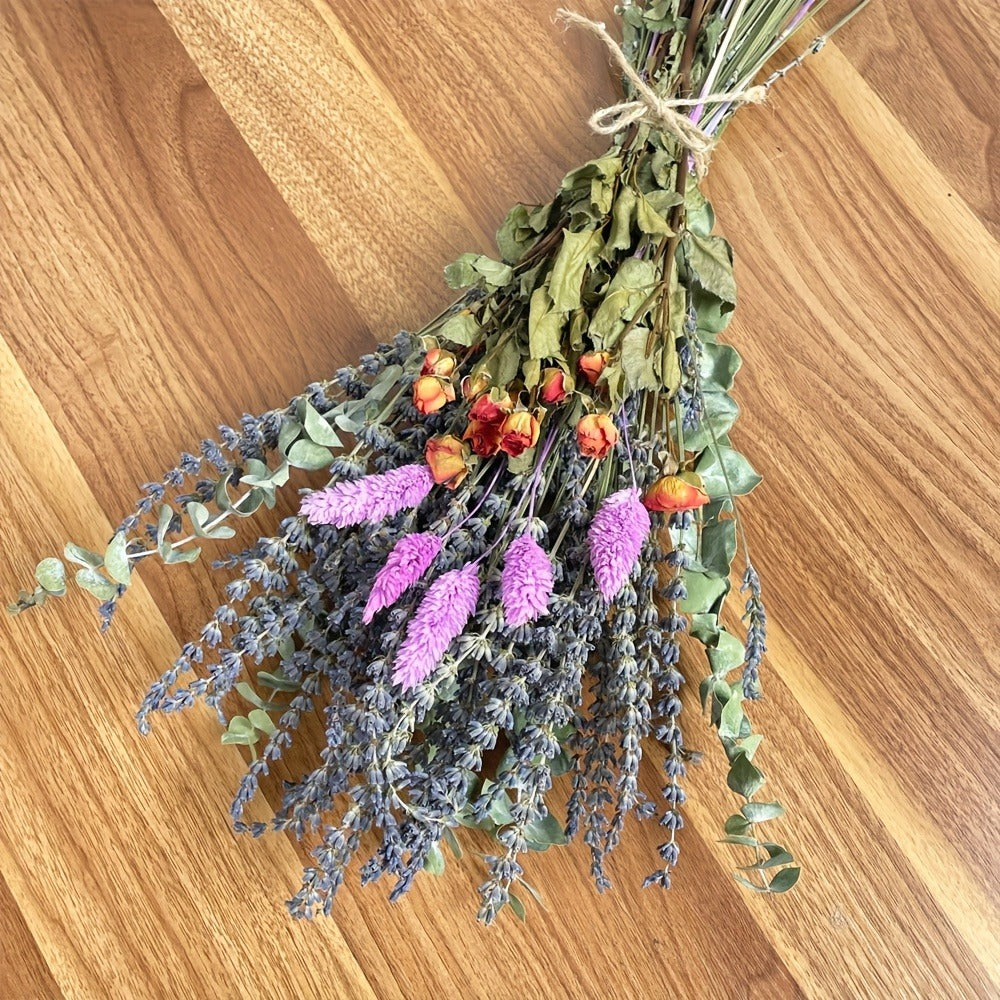 Dried Lavender Bouquet 65 Stems with Eucalyptus Dried Rose Bunny Tails Lilac Pink Purple Flowers for Vase, Fragrant Wedding Decoration Home Decor Spring Gift for Her
