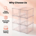Stackable Storage Drawers Acrylic Drawer Organizer Cabinet | 4/6/8 Packs Plastic Bins for Bathroom Undersink Kitchen Pantry Makeup Organization Easy Assembly Modular Drawer Units