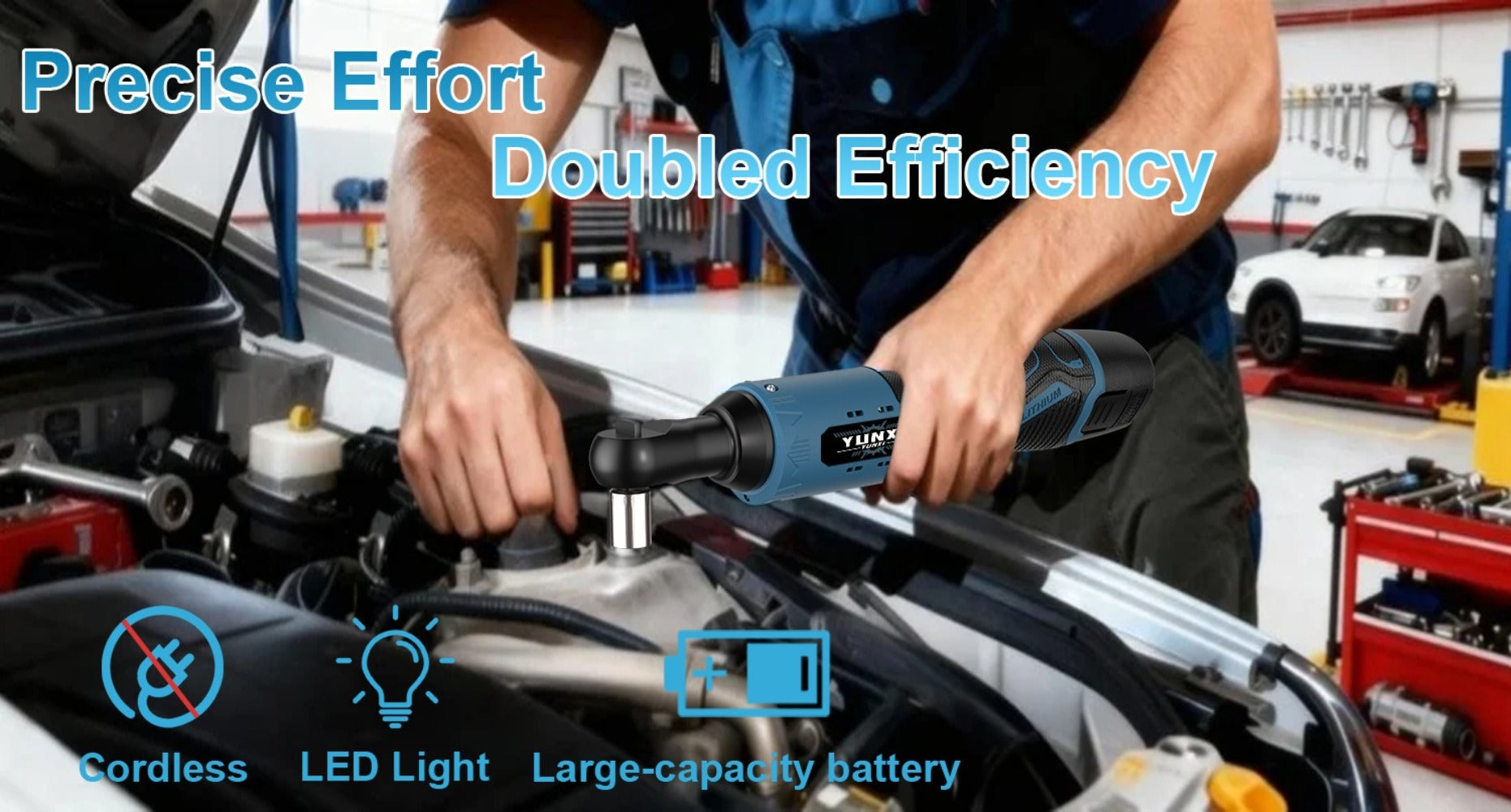 12V Brushless Electric Ratchet Wrench Set with Battery & Quick Charger ¨C Wireless Car Repair Tool Kit for Home & Auto, Holiday Gift for Men