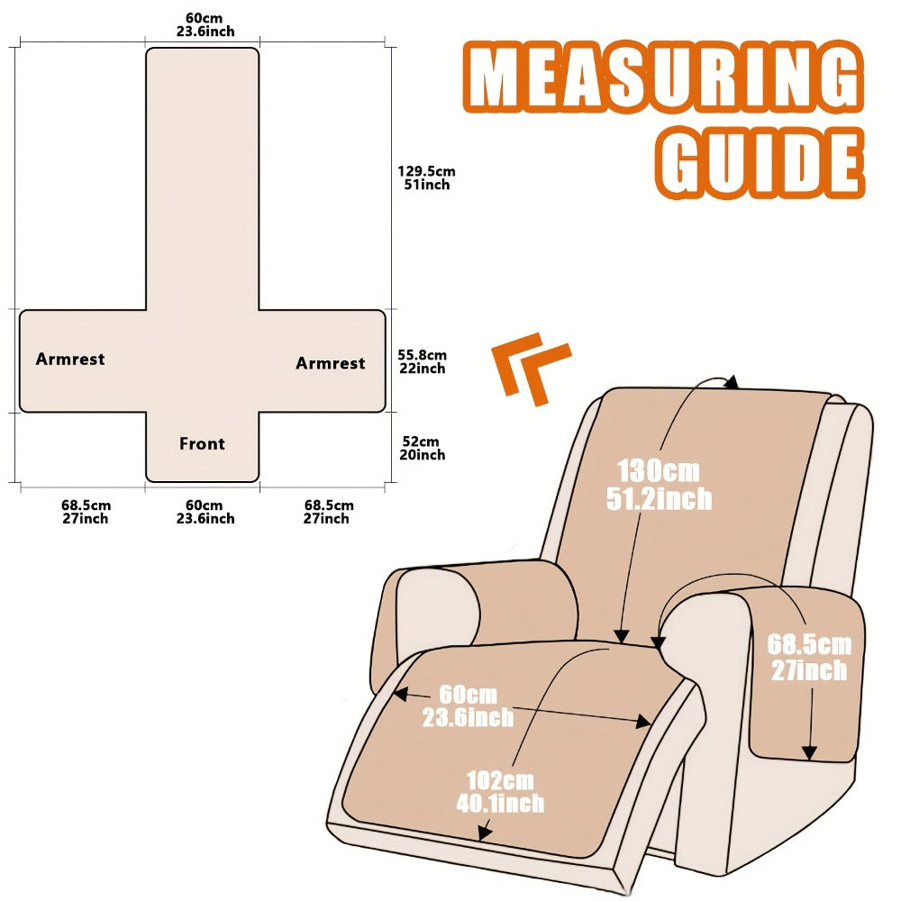 Recliner Chair Cover Waterproof Dual-Layer with Side Pockets Non-Slip Scratch Resistant Machine Washable Pet Protection 11 Colors