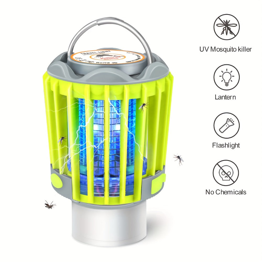 Mosquito Repellent 3-in-1 USB Rechargeable Portable LED Lantern, Indoor Outdoor Bug Repeller Camp Light with SOS Emergency Mode for Home Backyard Patio Camping Hiking Travel