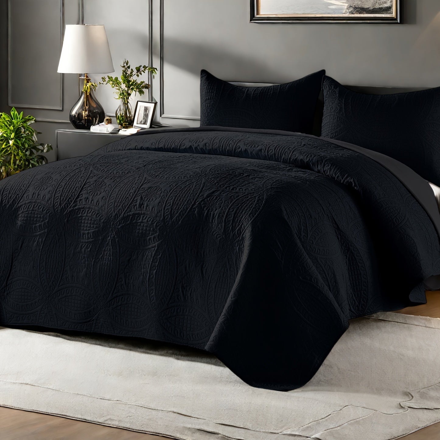 Quilt Set 2-3pcs ¨C Lightweight Microfiber Bedspread Coin Pattern Coverlet All Seasons Twin Full Queen King Cal King