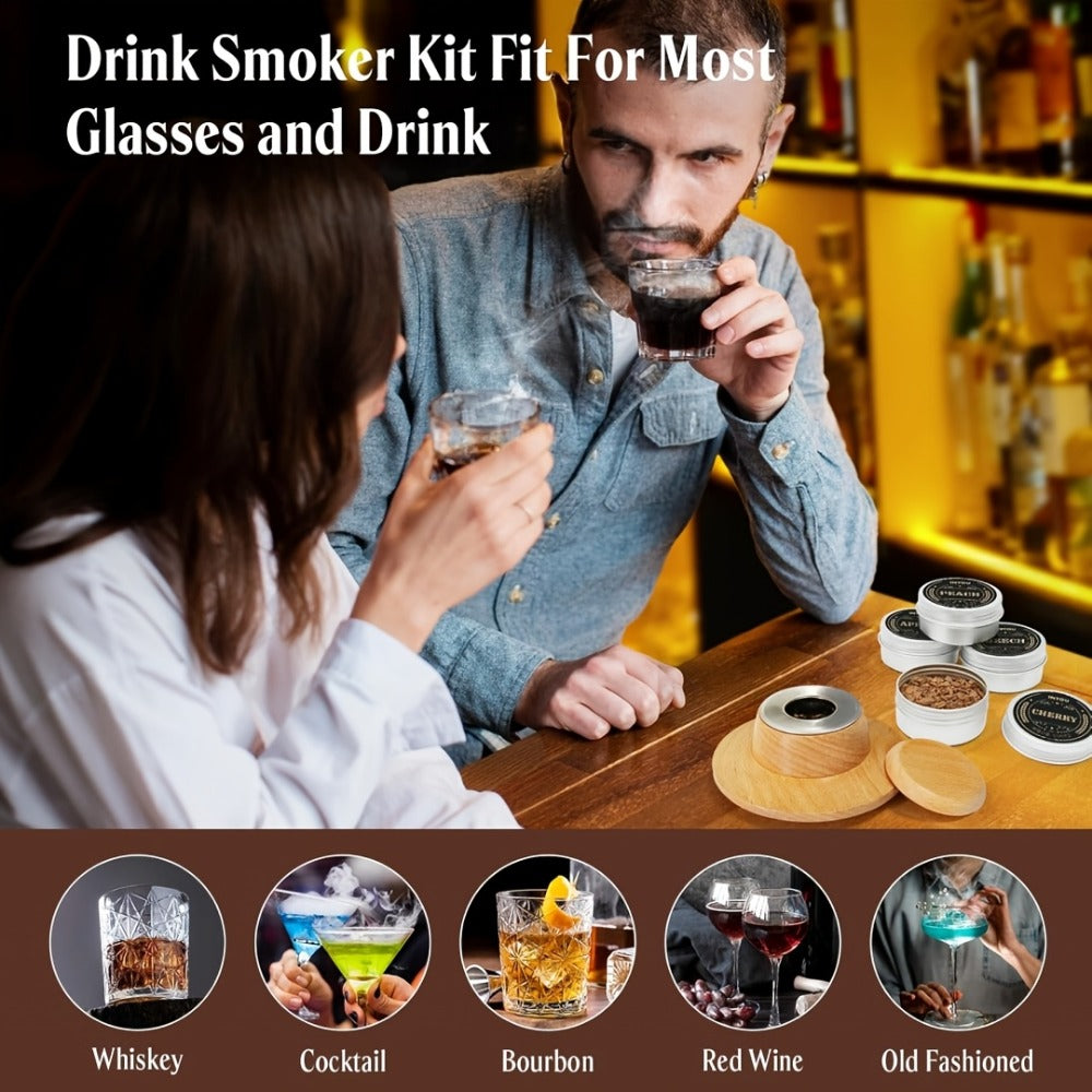 Whiskey Smoker Kit with Torch 26pcs - 12 Wood Chip Flavors, 3 Filters, Cocktail & Old Fashioned Smoker Kit - Bourbon Whiskey Gifts for Men, Dad, Husband, Birthday Gift Set (No Butane)