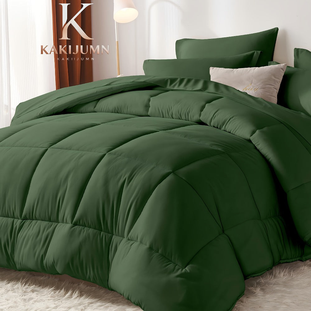 Comforter Set Soft Breathable Microfiber Bed in a Bag with Fitted Sheet Flat Sheet Pillowcases & Shams ¨C All Season Fluffy Checkered Bedding Set Twin Full Queen King