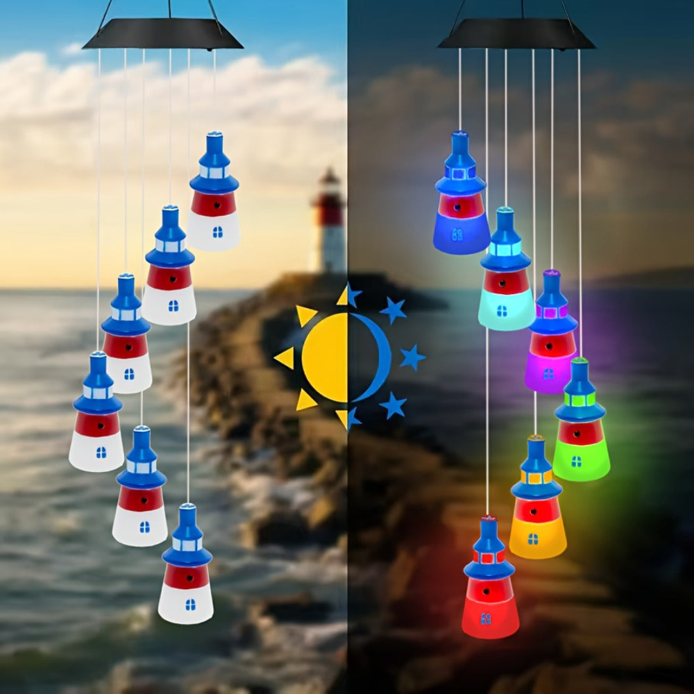 Solar Hanging Lighthouse Light RGB Color Changing ¨C Outdoor Rainbow Solar Lantern for Garden, Patio, Festival & Holiday Decoration, Waterproof Hanging Solar Garden Light
