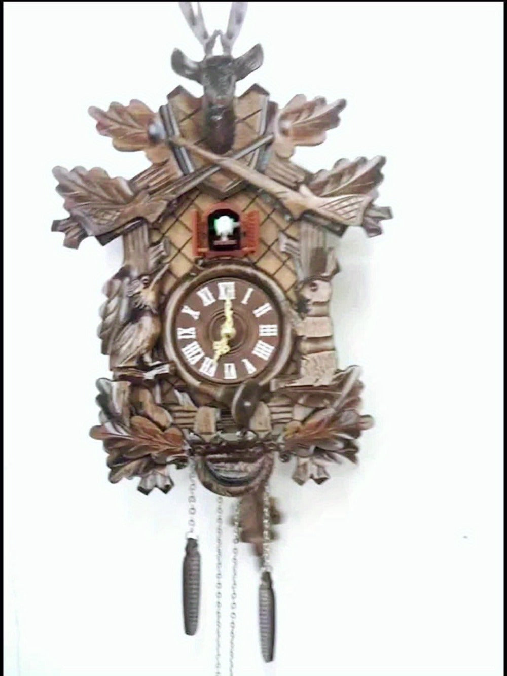 European Cuckoo Wall Clock Battery Operated - Fine Carved Handmade Wooden Clock with Hourly Cuckoo Sound 7AM-9PM, Vintage Home Decor Gift