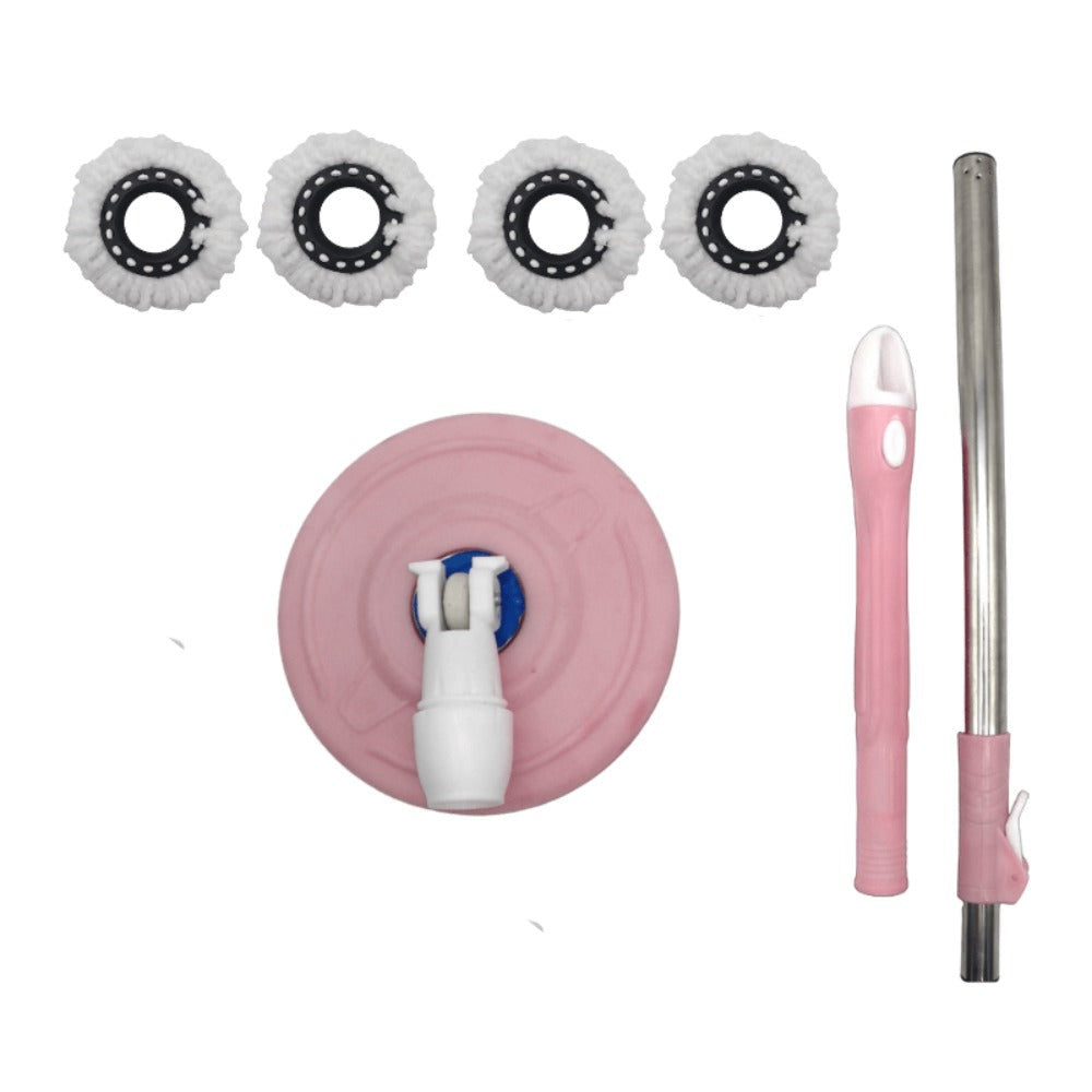 Spin Mop and Bucket with Wringer Set ¨C Pink 360¡ã Spinning Floor Mop System with 4 Microfiber Replacement Heads & Stainless Steel Adjustable Handle for Home Floor Cleaning