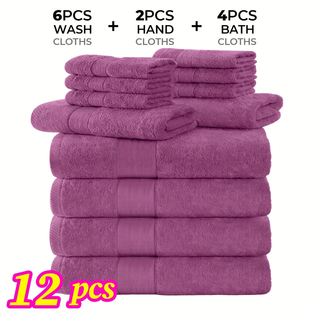 Luxury Towel Set 12 or 24 Piece Hotel Quality Cotton - Highly Absorbent Quick Dry Thick Bath Towels Hand Towels Washcloths | 7 Colors | Hotel Spa Gym Home Bathroom Essentials Gift Set