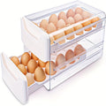 Egg Holder for Fridge 2-Tier Stackable Clear Plastic Egg Storage Container Organizer with Handles Holds 36 Eggs for Kitchen Refrigerator Home Pantry