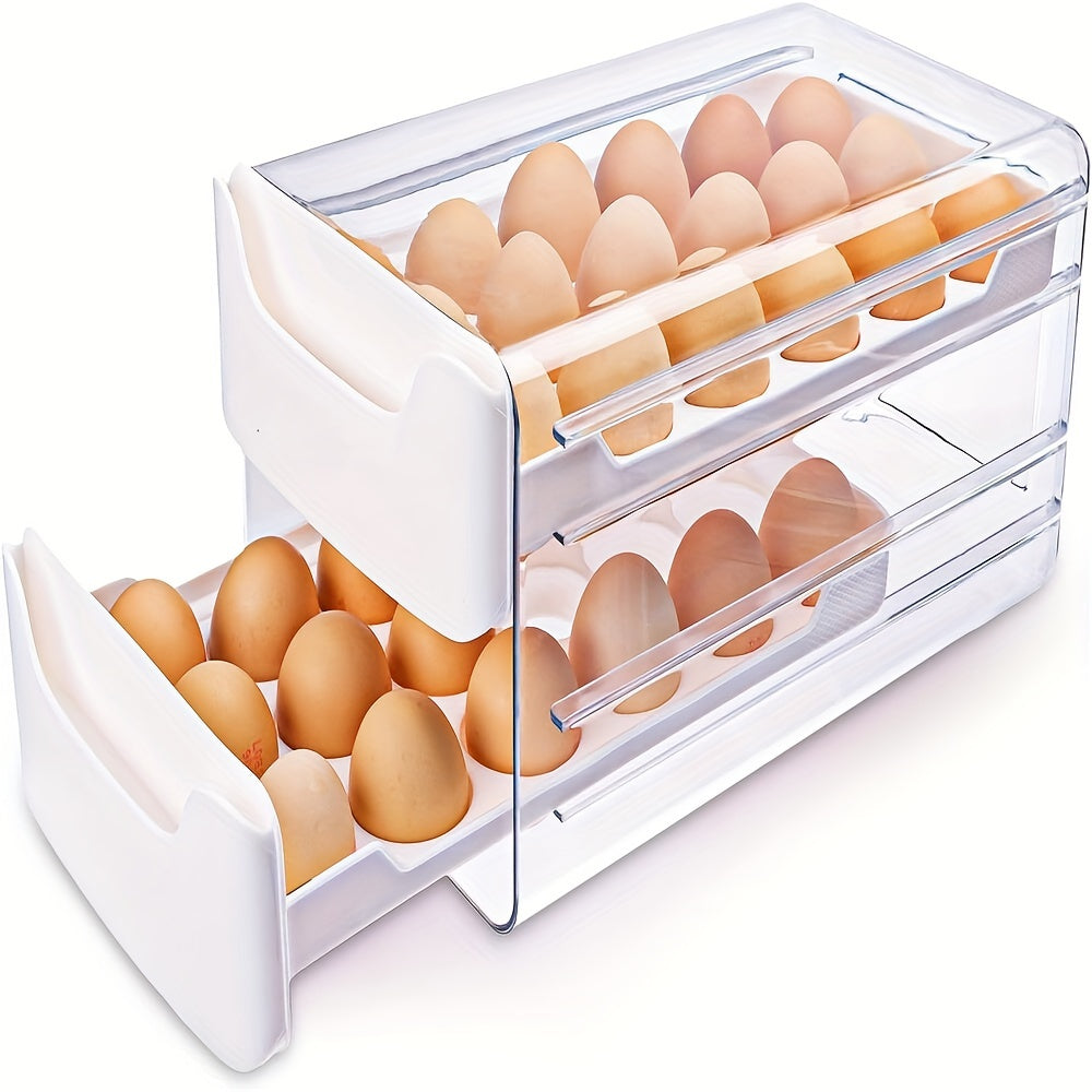 Egg Holder for Fridge 2-Tier Stackable Clear Plastic Egg Storage Container Organizer with Handles Holds 36 Eggs for Kitchen Refrigerator Home Pantry