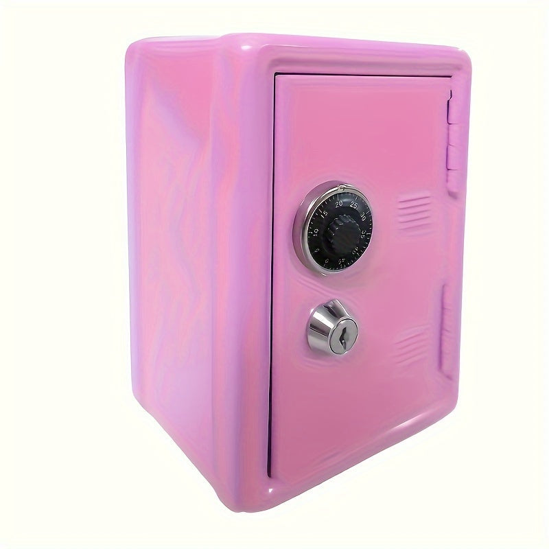 Password Lock Cash and Coin Storage Box with Key Lock Portable Money Box for Saving Cash Coins Notebooks Passports Valuables Home Office Security Gift Red Pink