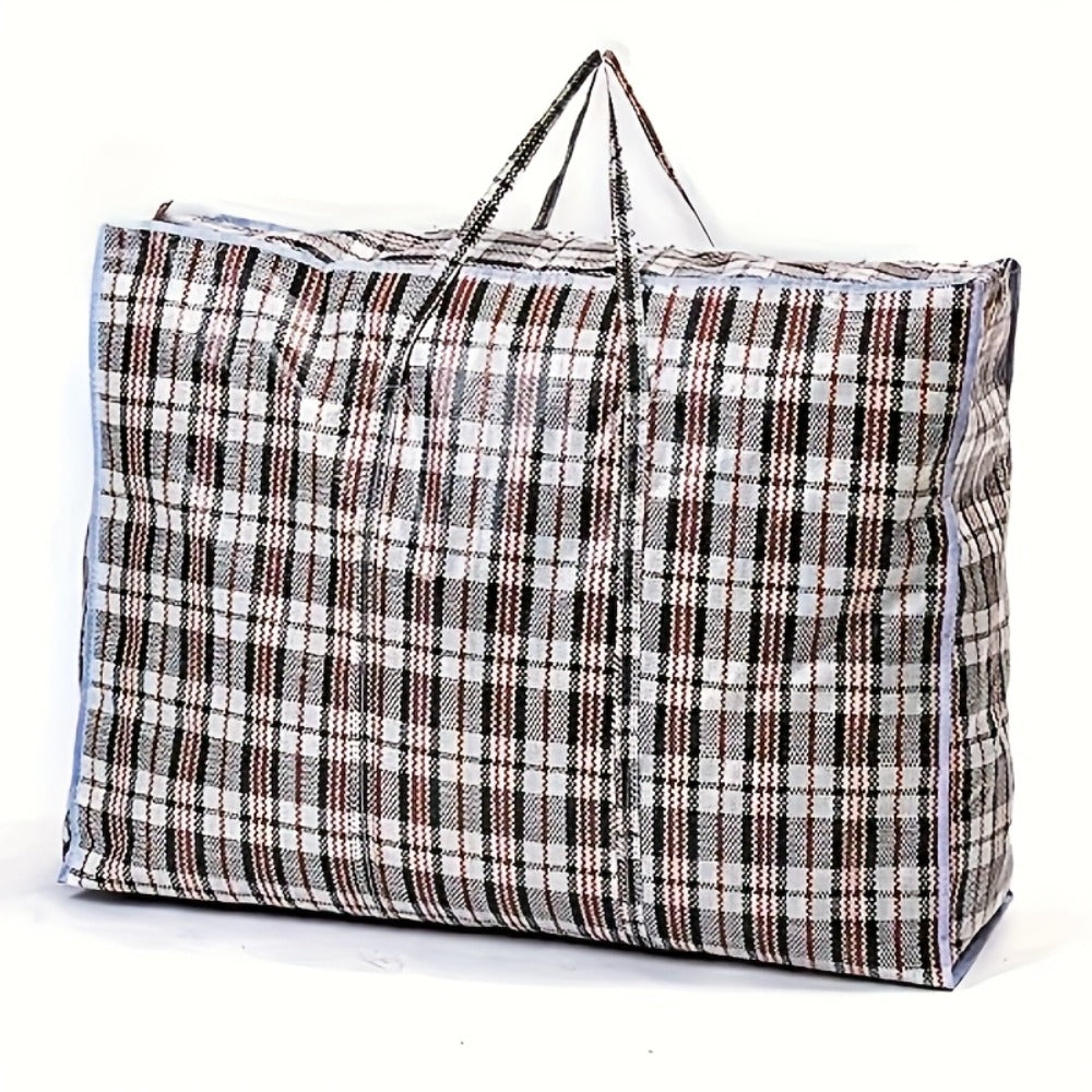 Large Moving Storage Bags 3 Pack Heavy Duty Reusable Zipper Organizer Bags for Clothes Bedding Blankets, High Capacity Checkered Fabric Bags for Home Moving Closet Organization Holiday Decor Storage