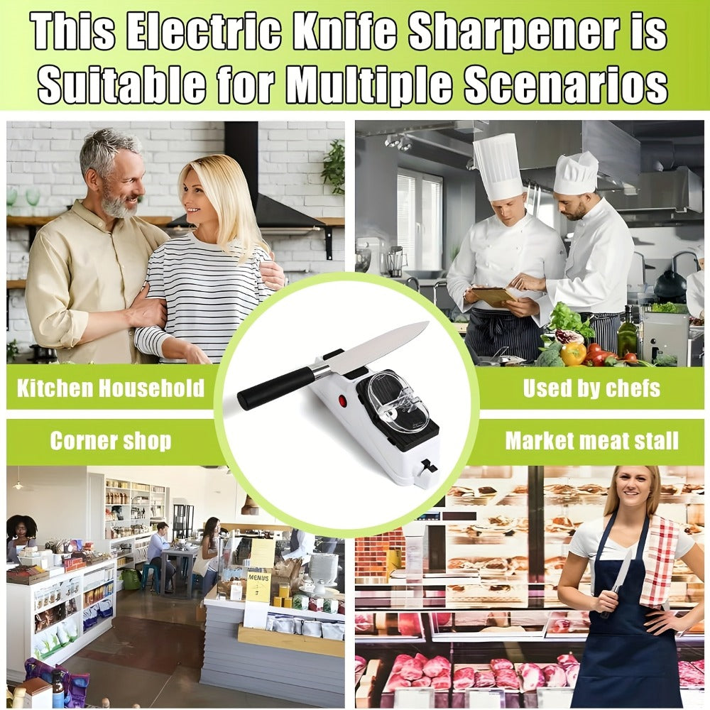 Electric Knife Sharpener with 5 Double-Sided Stones - USB Powered Professional Kitchen Knife Sharpener for Quick Sharpening & Polishing with Protective Cover