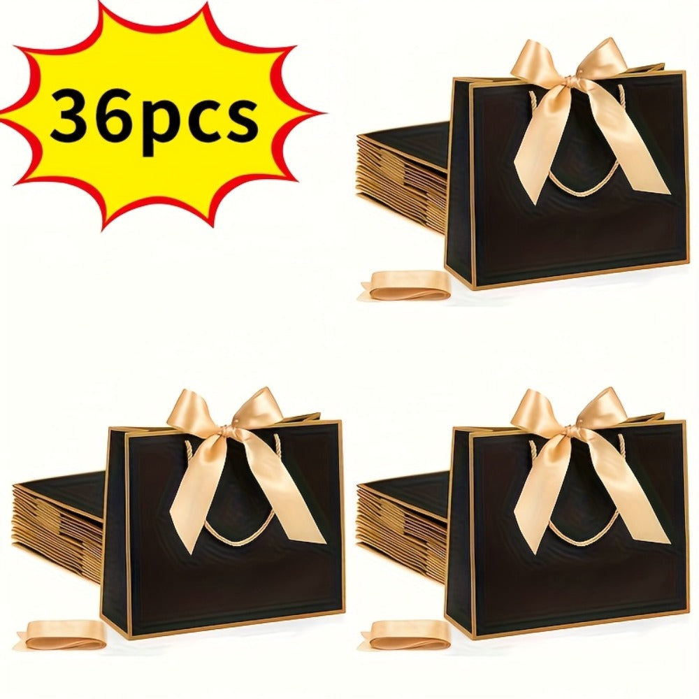 Gift Bags with Handles for Party Favors - Butterfly Ribbon Thank You Bags Wedding Baby Shower Birthday Bridesmaid Housewarming Autumn Celebration Elegant Packaging 12 24 36pcs