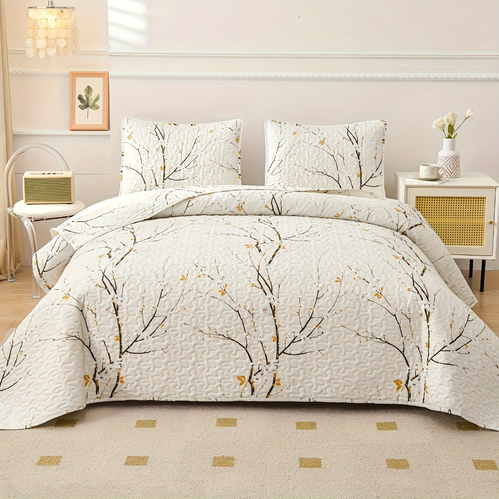 Reversible Floral Comforter Quilt Set ¨C Soft Microfiber Botanical Bedding, Twin Full Queen King, All Seasons ¨C White, Blue, Pink & More