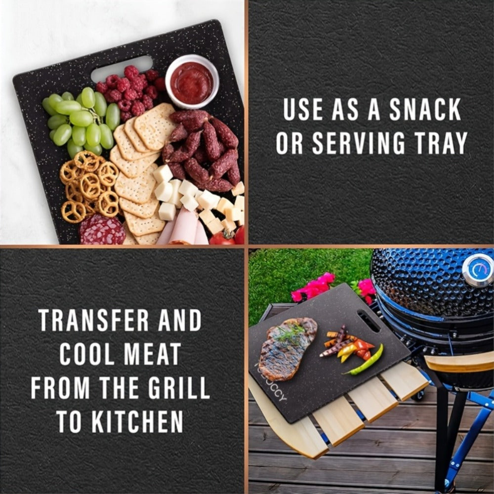 Plastic Cutting Board Set 3 Piece ¨C BPA-Free Kitchen Chopping Boards with Easy-Grip Handle, Non-Porous Surface, Two-Tone Color-Coded Large Medium Small Sizes for Meat Vegetables Fruits