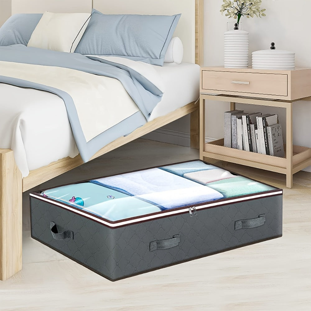 Under Bed Storage Bins Collapsible 23.78 Gal ¨C Foldable Underbed Organizer Bags for Blankets, Clothes, Comforters, Sheets & Sweaters with Zipper Lid