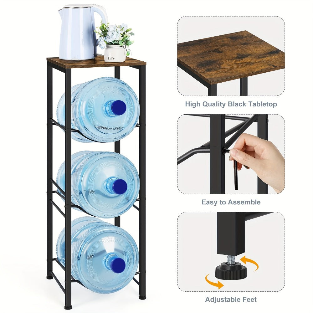 Water Jug Holder 5 Gallon 3-Tier Standing Shelf | Water Bottle Rack Organizer for Kitchen Office Living Room