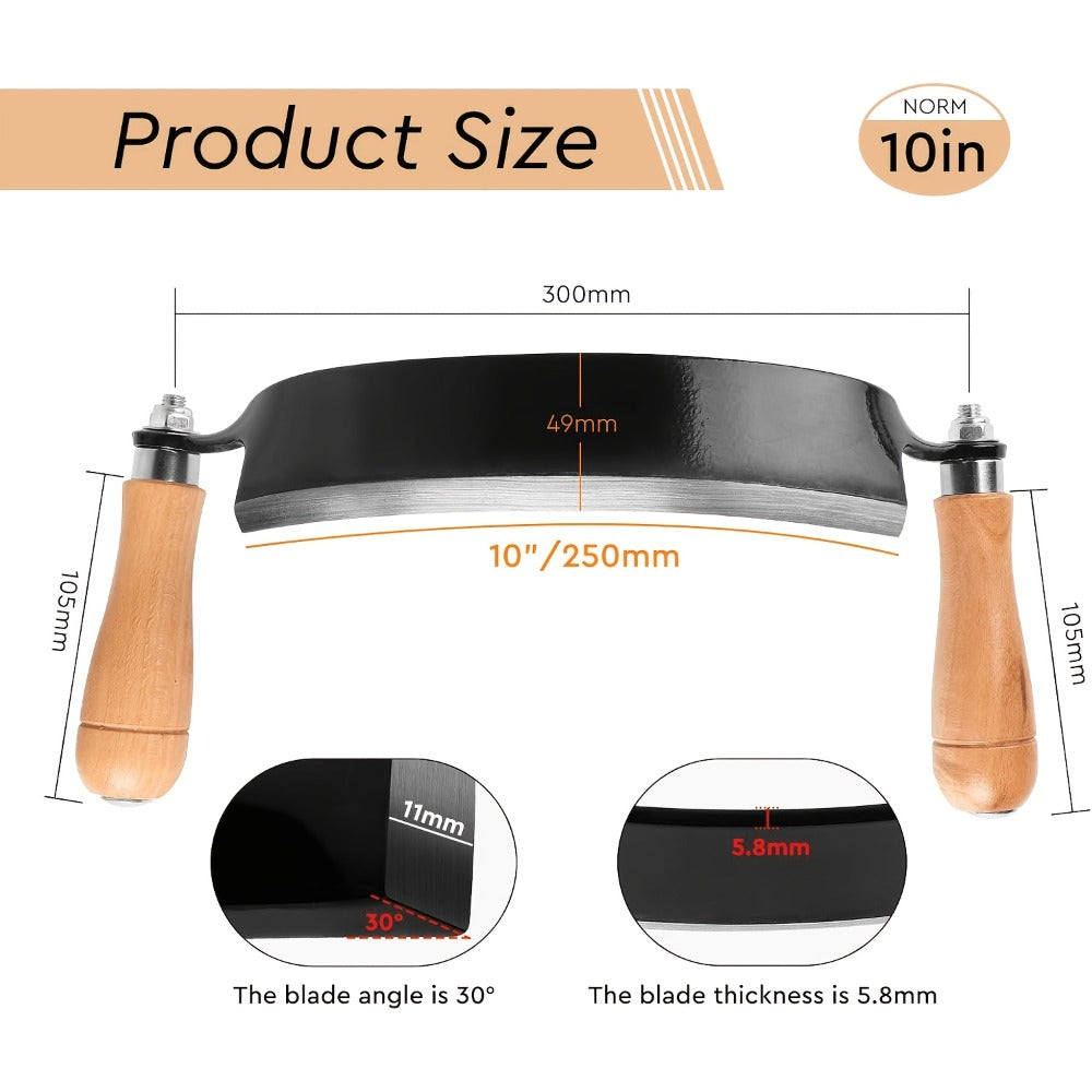 Draw Knife Woodworking Tool Curved, 5¡± 8¡± 10¡± Drawknife Debarking Shave Tool with Ergonomic Handle, Wood Bark Stripper for Timber Framing, Wood Turning, Carving & Log Peeling