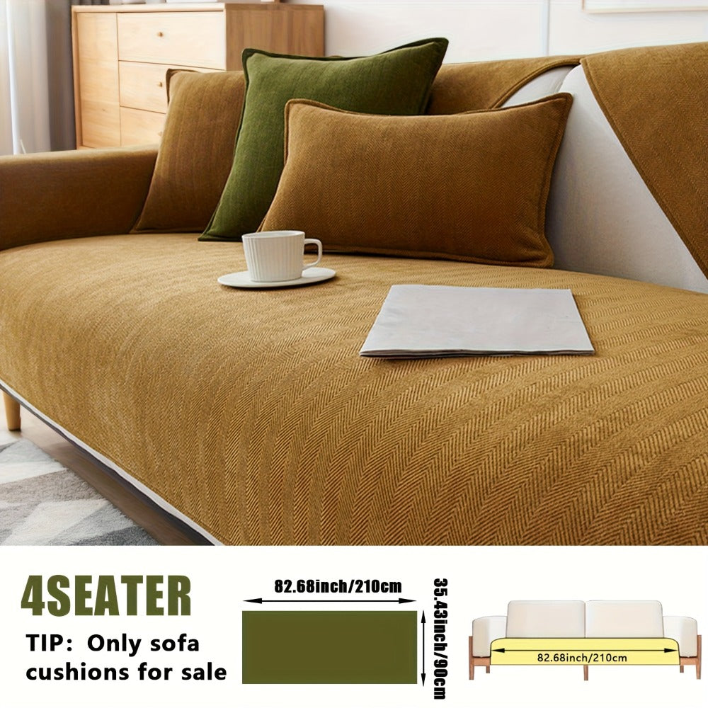 Chenille Ribbed Sofa Cover - Pet Friendly Non-Slip Machine Washable Soft Stretch Slipcover for 1-4 Seater Sectional Sofa Living Room Bedroom Office, 9 Colors