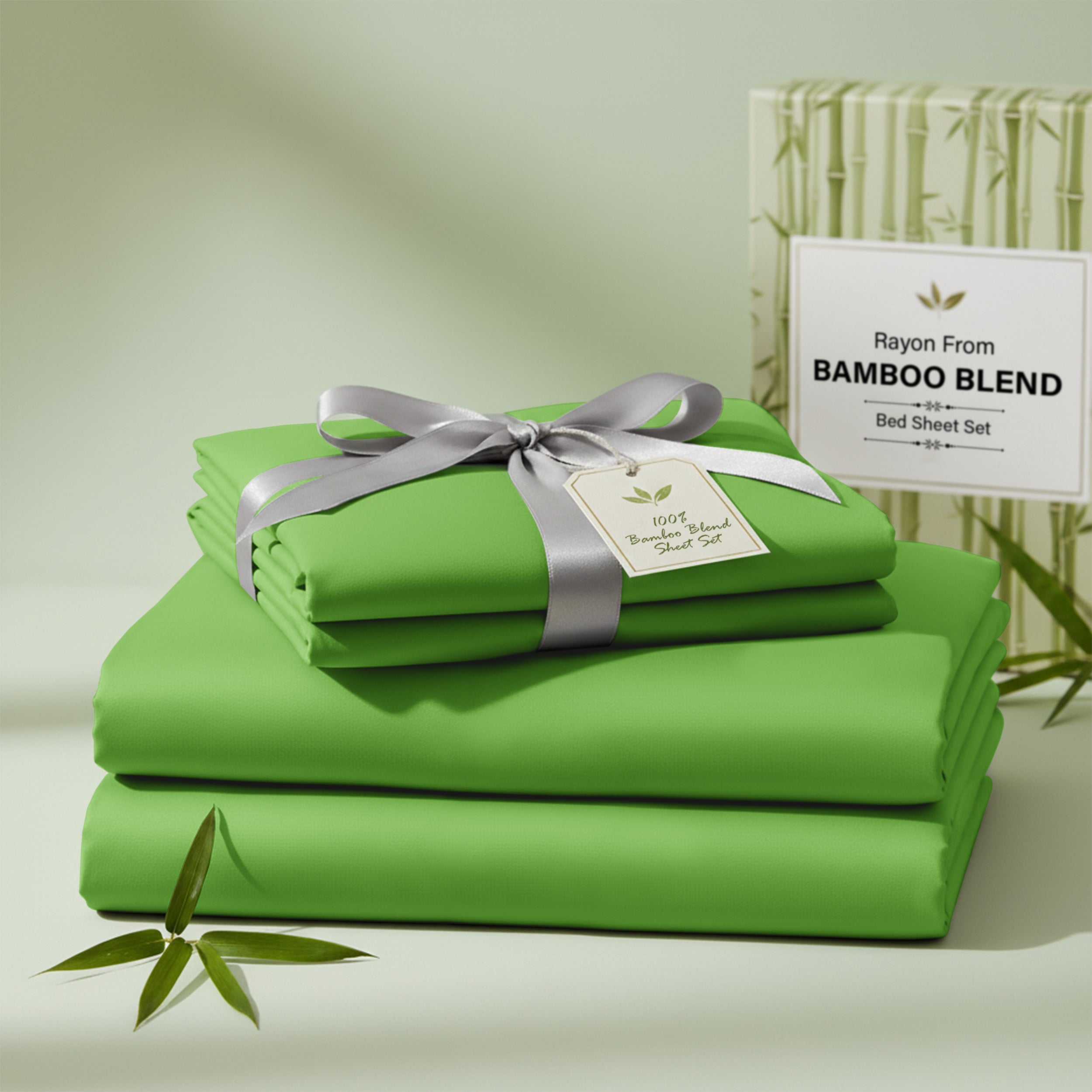 Bamboo Blend Bed Sheet Set 4 Piece 30% Bamboo Viscose 70% Polyester Cooling Deep Pocket 16 Inch Wrinkle-Resistant Moisture-Wicking Twin Full Queen King Cal King