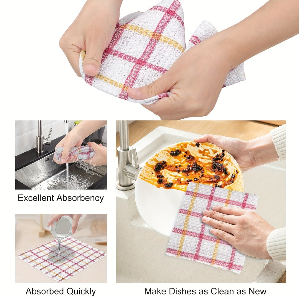 Kitchen Dishcloths Set 12 Pack - Soft Absorbent Reusable Cleaning Cloths, Quick Dry Square Dish Towels for Household, Car & Surface Wiping