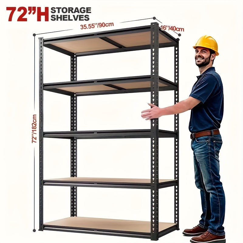 Heavy Duty Metal Shelving Unit 72 Inch ¨C 400 lbs Per Shelf Adjustable Steel Storage Rack for Garage, Warehouse, Home & Office, Industrial Style Utility Shelf, Easy Assembly