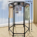 Rotating Clothes Rack Freestanding Vertical Clothing Hanging Rack Space Saving Laundry Rack with Mesh Bag Black White Rotatable Garment Rack for Small Apartment Bedroom Closet