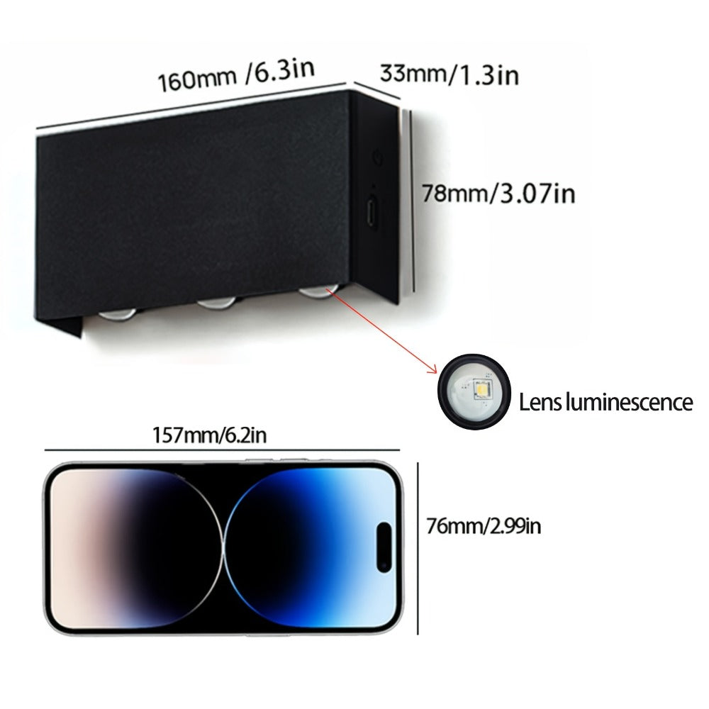 RGB Wall Light 2 Pack Battery Powered - Seven Color Gradient Dimming Night Light with Touch Switch | Festive Atmosphere Lamp for Bedroom, Hallway & Living Room Decoration