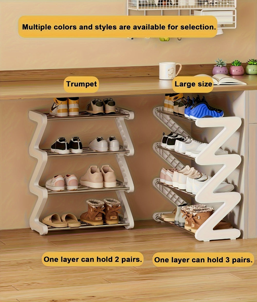 4-Tier Shoe Rack Upgraded Metal Tubes ¨C Multi-Layer Shoe Storage Organizer with Thickened Plastic Parts for Entryway, Doorway, Bedroom, Hallway & Dorm ¨C Graphite Black, Pink, Gray & Blue