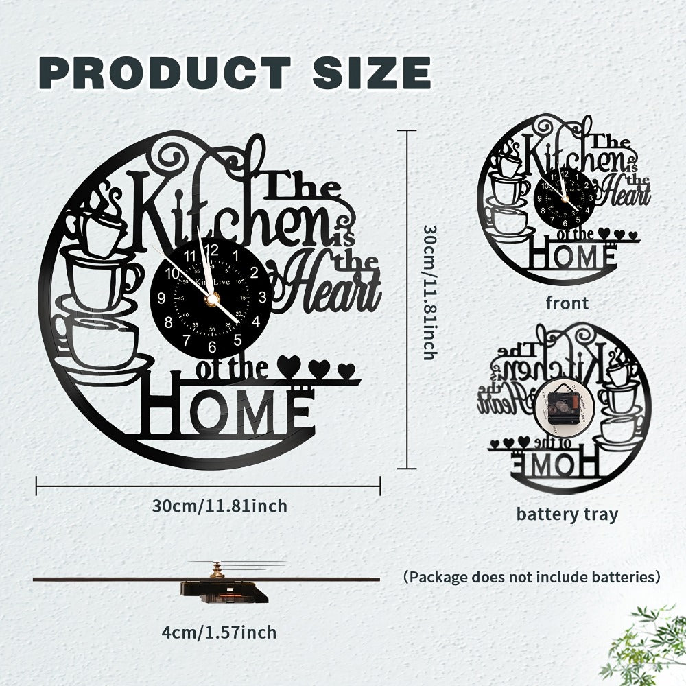 Coffee Vinyl Record Wall Clock Silent, Decorative Coffee Cup Design Clock for Kitchen Living Room Bedroom, Unique Home Decor Gift for Coffee Lovers Christmas Birthday