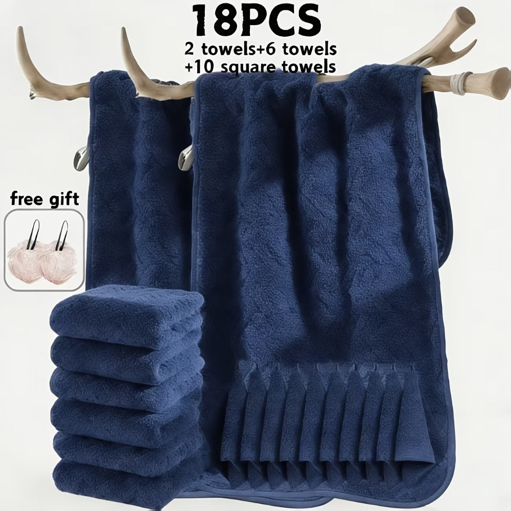 Microfiber Bath Towel Set 18/20pcs - Coral Fleece Absorbent Quick Dry Soft Large Bath Towels for Home Bathroom Spa Gift with Washcloths Bath Ball